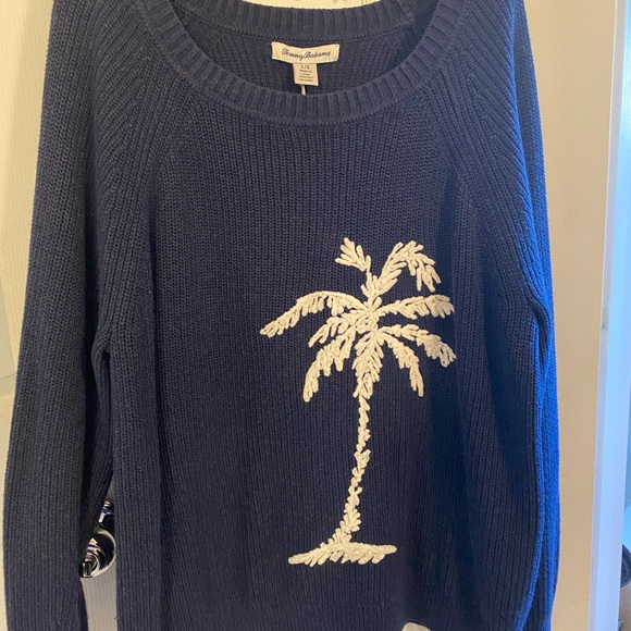 Tommy Bahama navy palm tree sweater - Picture 1 of 8